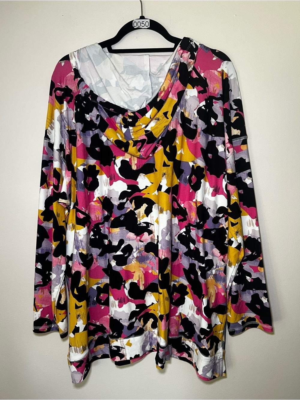 LuLaRoe Eliza Hooded Top in Black, Pink, Yellow, White - Picture 4 of 5